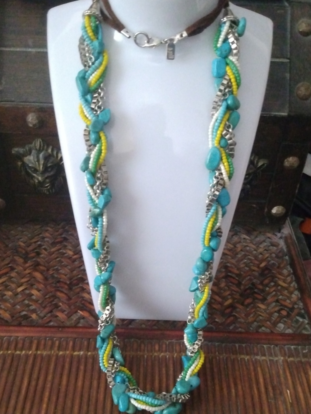 Braided Turquoise Multi-Strand Necklace by